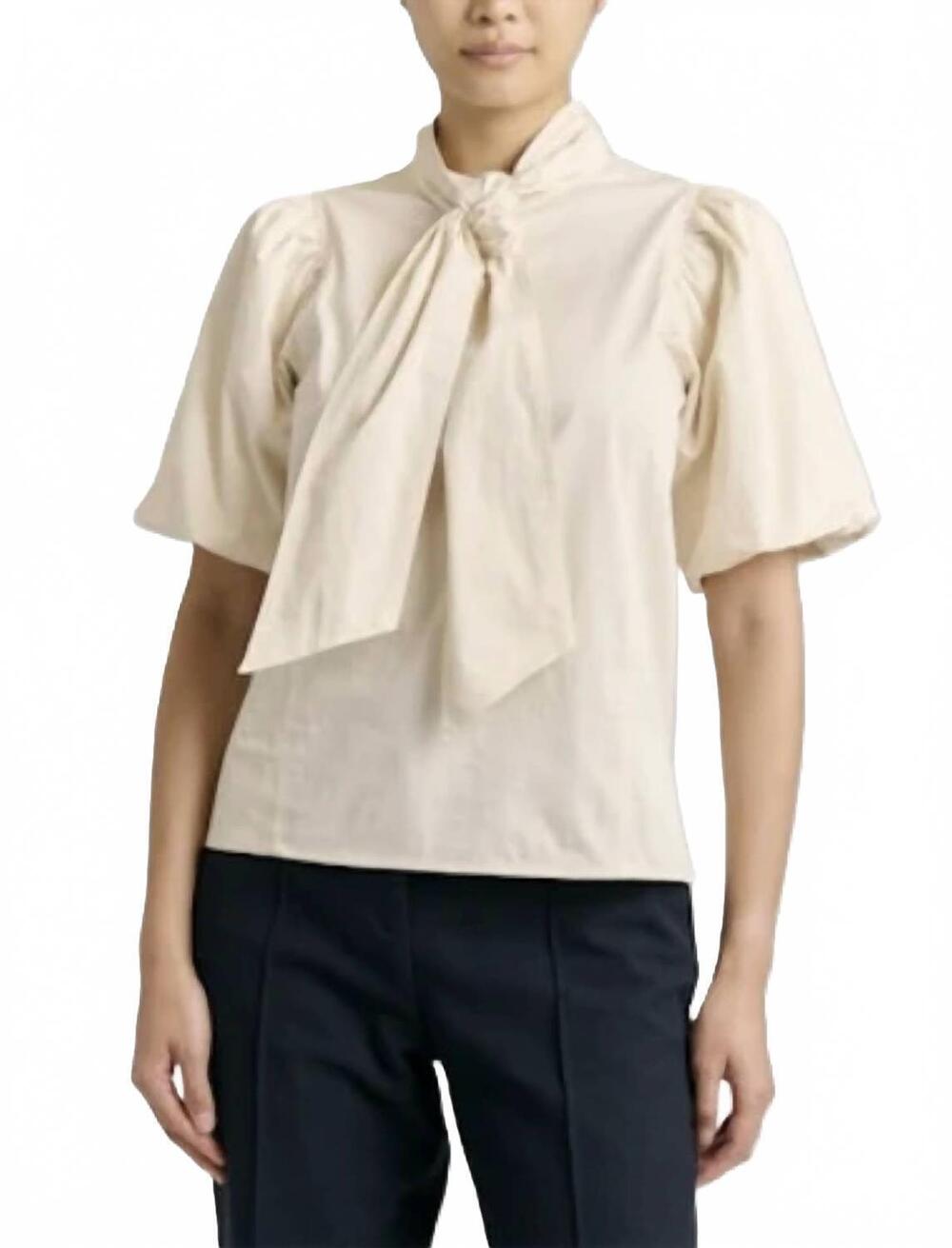 NEW CARTOLINA NANTUCKET perry tie neck top in ivory